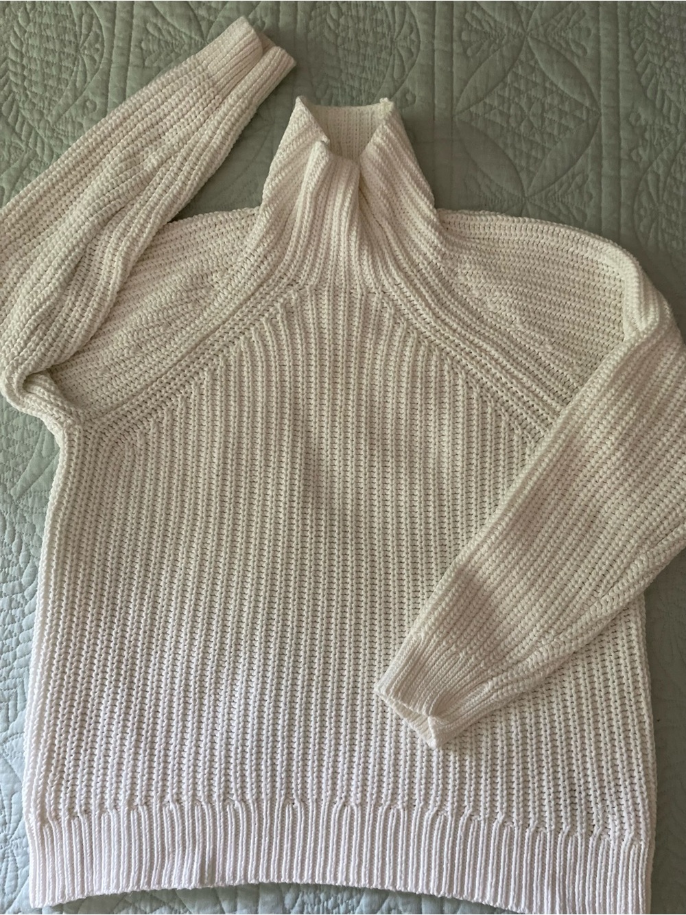 GAP Shaker 100% Cotton Cream Ribbed Mock Neck Women's Sweater S